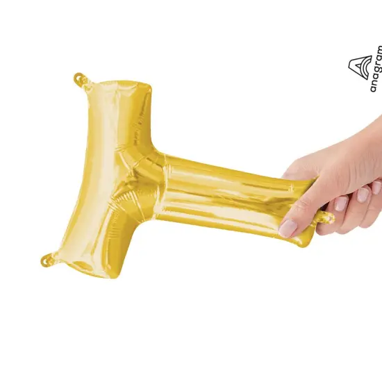 Anagram&reg; 16" Gold Letter T Balloon Air Fill Only Foil Mylar {2}