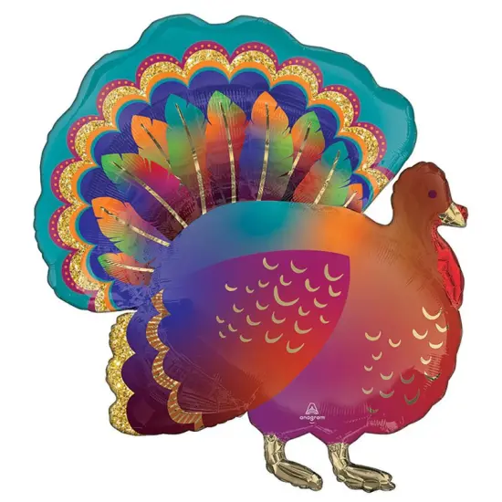 32" Glitter Turkey Foil Balloon Thanksgiving Party Decoration {1}