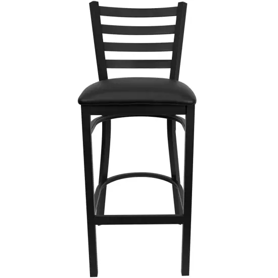 Emma and Oliver Ladder Back Metal Restaurant Dining Barstool Cherry/BlackMetal {12}