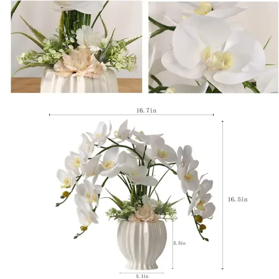 Artificial Orchid in White Vase &ndash; Elegant Faux Flowers for Home & Office {3}