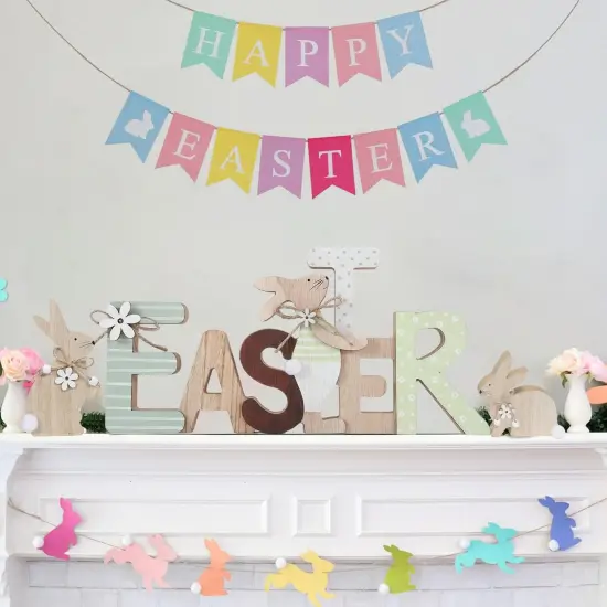 Easter Wooden Sign – Rustic Bunny Décor for Tiered Tray, Table, Mantel & More {2}