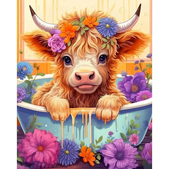 Cow Stamped Cross Stitch Kits for Adults Beginners, DIY Animals Cross Stitch Patterns Kits Printed Dimensions Needlepoint Kits,Crafts Embroidery Kits for Home Decor {1}
