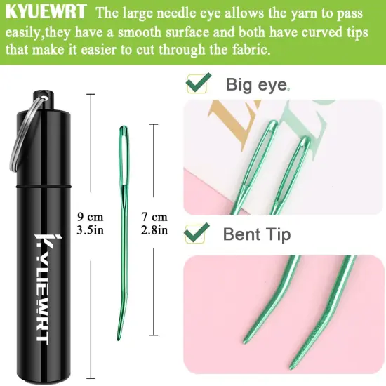 KYUEWRT 10Pcs Yarn Darning Tapestry Needle,Large Big Eye Weaving Needle Bent Needles with Aluminum Storage Tube {5}