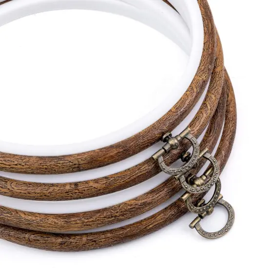 joybest 4 Pieces 6 Inch Round Embroidery Hoops Display Frame Circle, Cross Stitch Hoop Ring Imitated Wood Embroidery Kits for Art Craft Sewing and Christmas Ornaments {5}