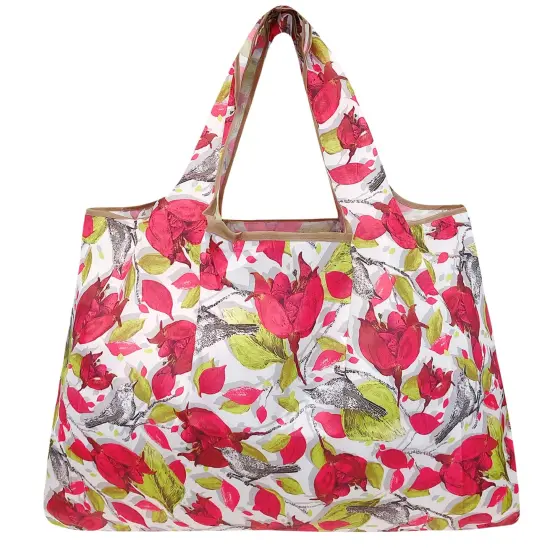 Wrapables Large Foldable Tote Nylon Reusable Grocery Bags, 6 Pack, Vibrant Bouquet {5}