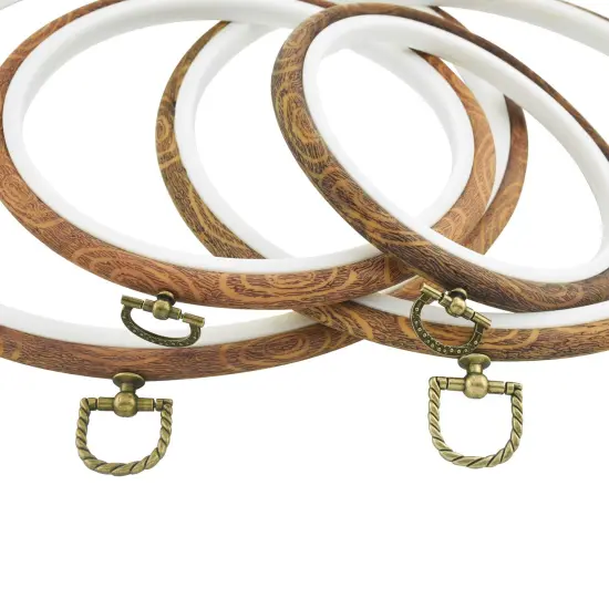 Embroidery Hoop Frames by Celley, Vintage Imitated Wood Design, Sizes from 5.5 Inches to 10.2 Inches, 4 Pcs {2}