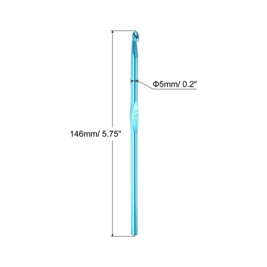 Aluminum Crochet Hook 5mm US Size H (Size 8) Knitting Needles for DIY Craft Yarn Blue 10Pcs {5}