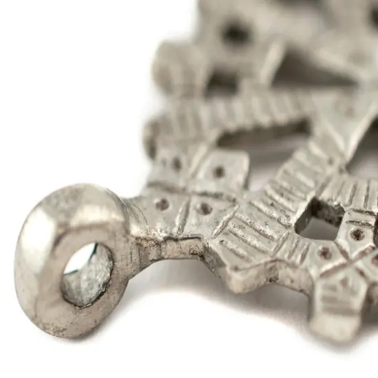 The Bead Chest Silver Radiating Coptic Cross Pendant (38x52mm) {4}