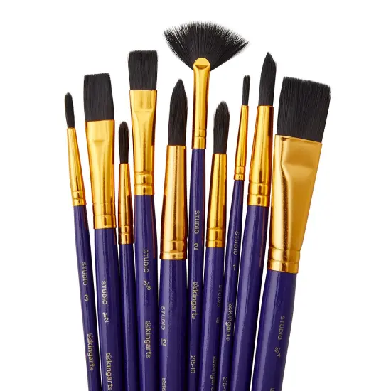 KINGART&reg; Black Nylon Brush Set 10 pc {1}