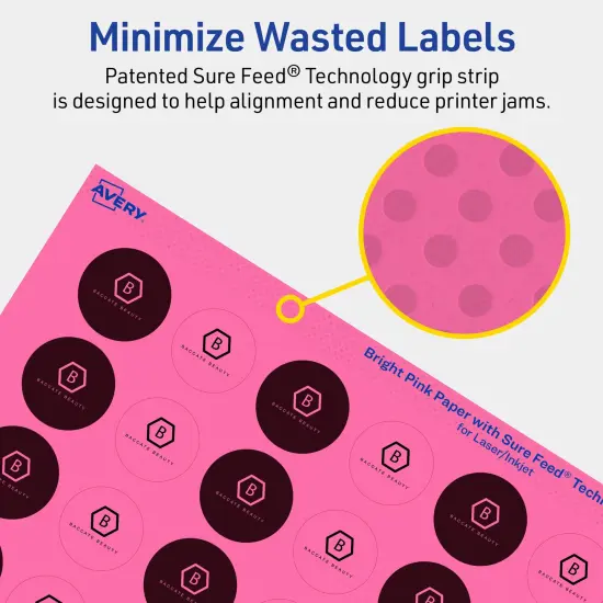 Avery Bright Pink Paper Labels, 1" Diameter Round {4}