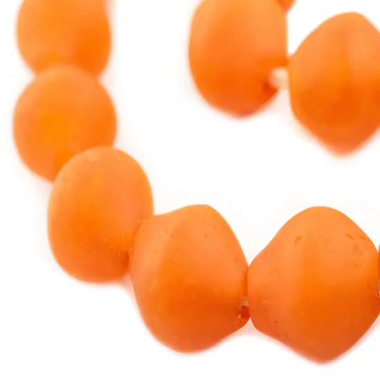 Jumbo Bicone Recycled Glass Beads - Beaded Wall Hangings - Extra Large African Sea Glass Beads 25mm - The Bead Chest (Orange) {1}