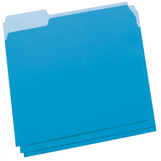 School Smart Colored File Folders Two-Tone, Letter Size, 1/3 Cut Tabs, Blue, Pack of 100 {1}