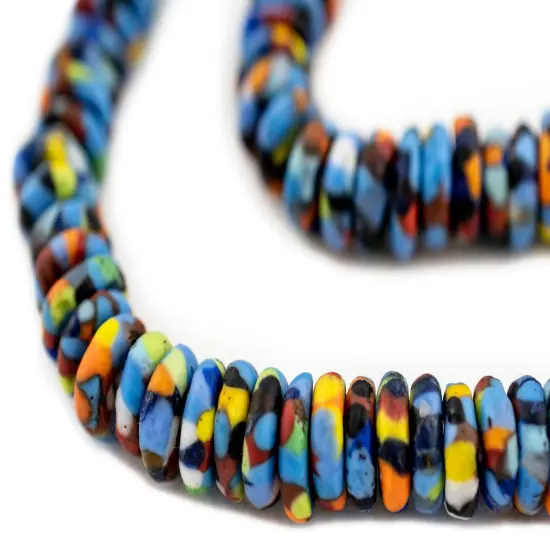 The Bead Chest Mottled Medley Rondelle Recycled Glass Beads {1}