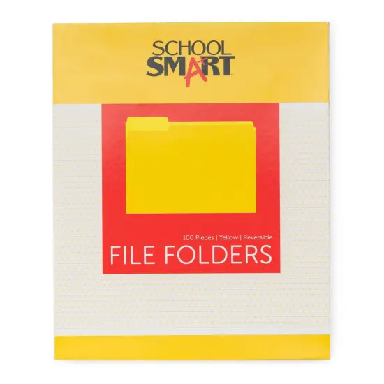 School Smart Colored File Folders Two-Tone, Letter Size, 1/3 Cut Tabs, Yellow, Pack of 100 {3}