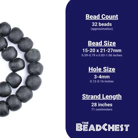 Jumbo Recycled Glass Beads, 21&ndash;25mm &ndash; African Sea Glass for Wall Hangings, Coffee Table Decor, Shelf Styling, and Home Accents &ndash; (Black) &ndash; The Bead Chest {4}