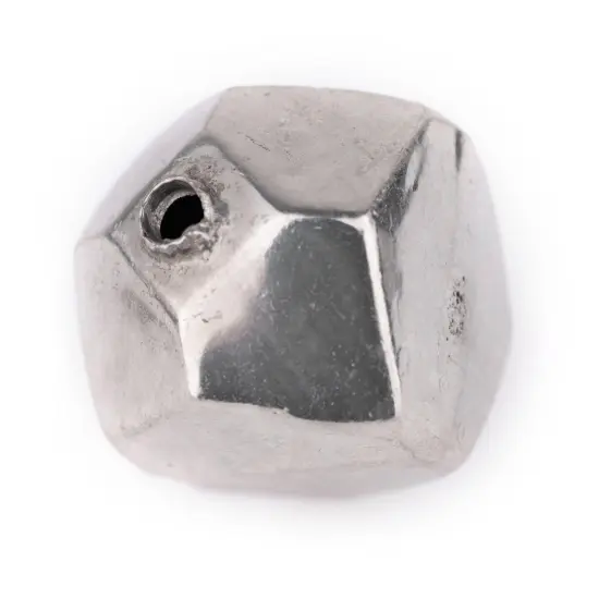 The Bead Chest Hollow Cornerless Cube Bead: Large Silver 35mm Centerpiece Pendant Bead {3}