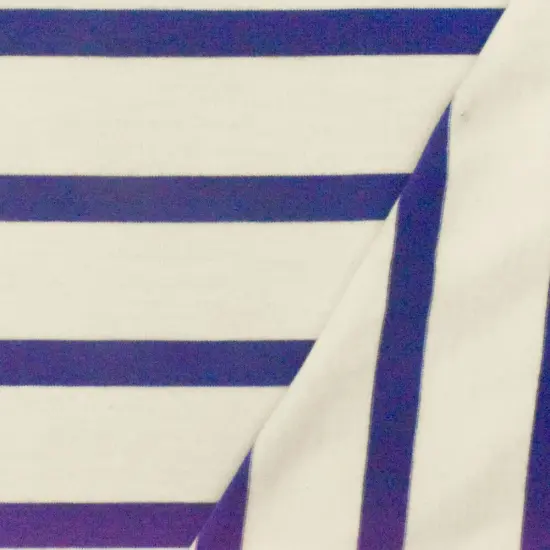 Blue-Ivory Stripe Stretch Spandex Rayon Modal Jersey Knit Fabric By the Yard {3}