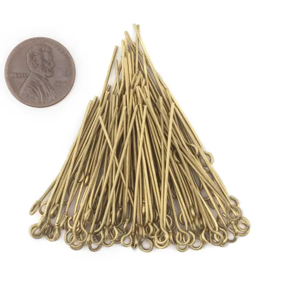 The Bead Chest Brass 21 Gauge 1.5 Inch Eye Pins (Approx 100 pieces) {2}