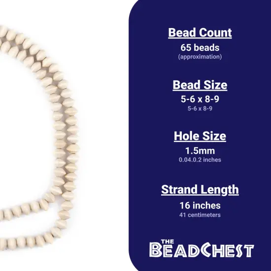 The Bead Chest Cream Bicone Natural Wood Beads (5x8mm): Organic Eco-Friendly Wooden Bead Strand for DIY Jewelry, Crafts, Necklace and Bracelet Making {4}