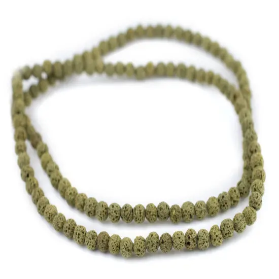The Bead Chest Lime Green Volcanic Lava Beads (6mm) {3}
