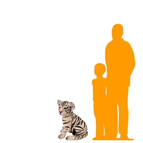Sitting Siberian Tiger Cub Life Size Statue {2}
