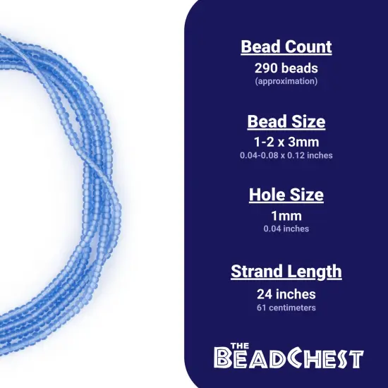 The Bead Chest Sky Blue Matte Glass Seed Beads (3mm) - 24 inch Strand of Quality Glass Beads {4}