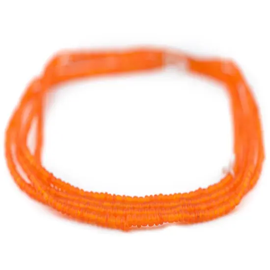 The Bead Chest Translucent Orange Matte Glass Seed Beads (3mm) - 24 inch Strand of Quality Glass Beads {3}