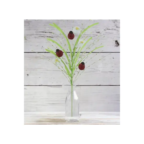 28" Grass Pip Flower Ladybug Spray {2}