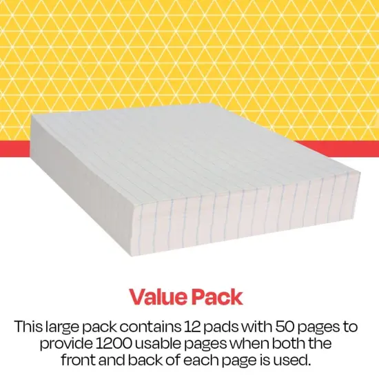 School Smart Graph Paper Pad, 8-1/2 x 11 Inches, 1/2 Inch Ruling, 50 Sheets, Pack of 12 Pads {4}