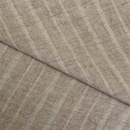 1 Yard Washed Linen Two Tone Uneven Stripe Sewing Crafts Fabric 60" Width Tone Natural/Light N {3}
