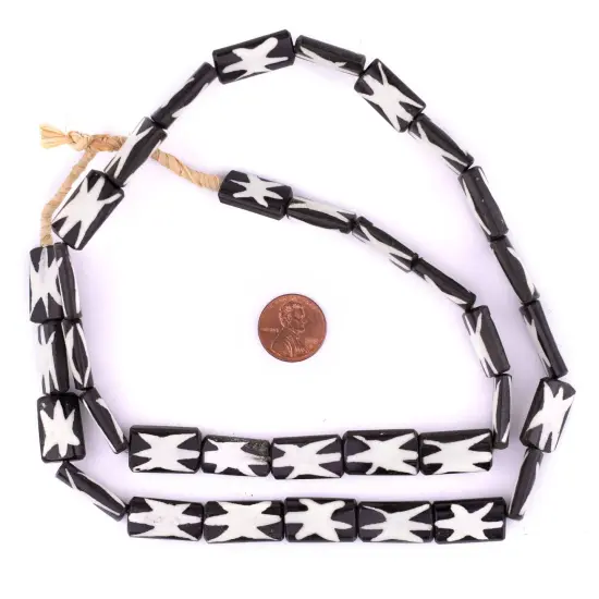The Bead Chest Star Design Batik Bone Beads (Rectangular) {2}