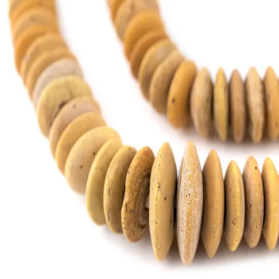 The Bead Chest Old Togo Glass Saucer Beads 17mm African Yellow Disk Large Hole 36 Inch Strand Handmade {1}