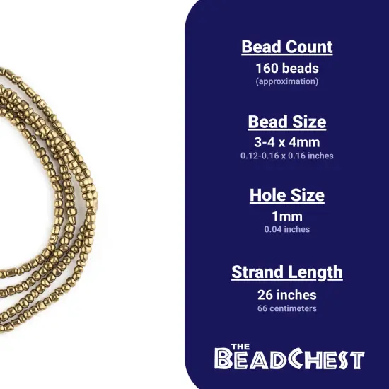 The Bead Chest Brass-Style Ghana Glass Seed Beads 4mm African 26 Inch Strand Handmade {4}