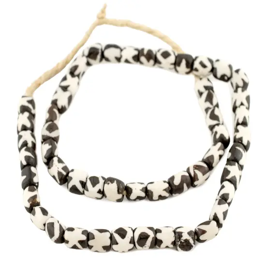 The Bead Chest Batik Bone Beads - Full Strand of Fair Trade African Beads (Small, Star Design) {3}