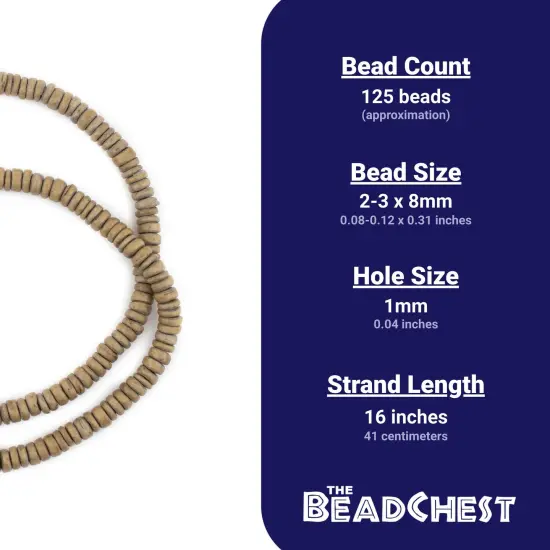 The Bead Chest Brown Disk Coconut Shell Beads (8mm) {4}