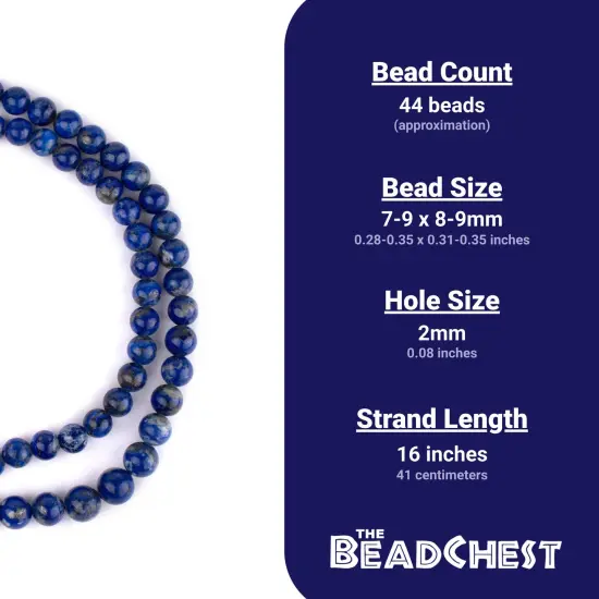 The Bead Chest Natural Round Lapis Lazuli Beads (8mm) from Afghanistan {4}