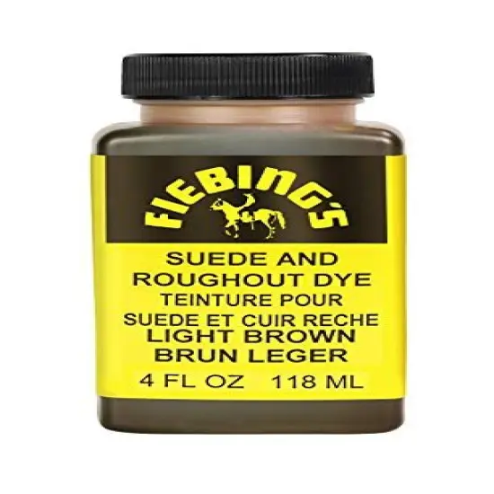 Fiebing's Black Suede Dye (4 oz) - Recolor, Brighten & Restore Suede & Roughout Leather Shoes, Furniture, Purse - Includes Wool Dauber for Easy Application - Flexible When Dry, Won't Crack or Peel Medium Brown {5}
