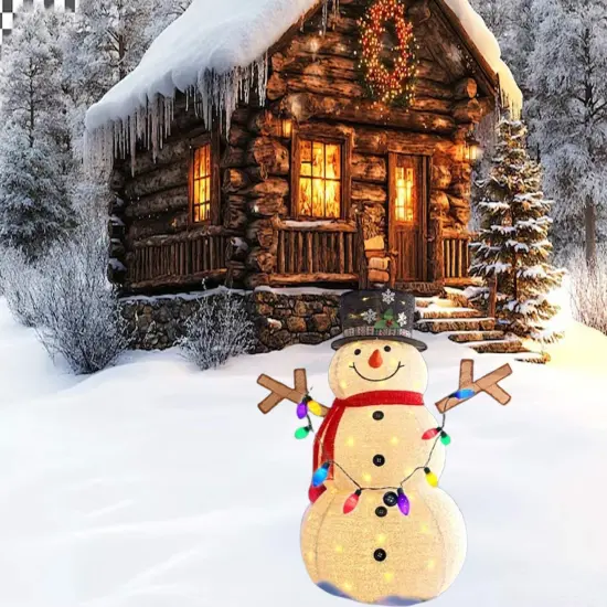 Festive Christmas LED Snowman Outdoor Yard Decoration 200 Lights 45 x 28 x 60 in {2}