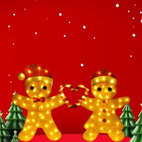 Magical 32 Inch Light Up Gingerbread Couple for Indoor Outdoor Holiday Decor {4}