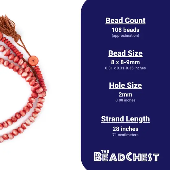 The Bead Chest Red Rustic Bone Mala Beads (8mm) {5}
