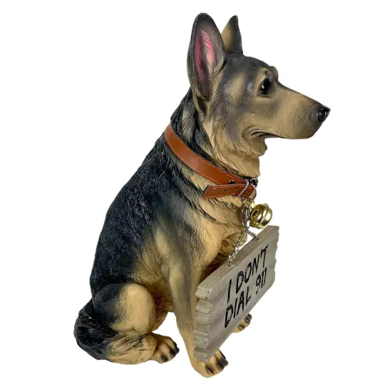 I Don't Dial 911 German Shepherd Guard Dog Warning Statue {3}