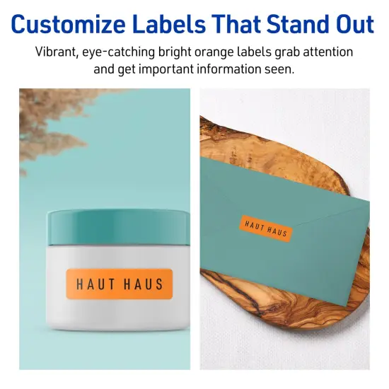 Avery Bright Orange Paper Labels, 1" x 1.5" Rectangle {3}