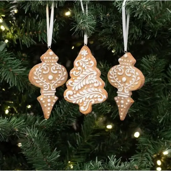 4.5" White Icing Gingerbread Ornaments (Asst 3) {5}