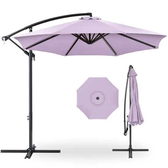 Best Choice Products 10ft Offset Hanging Outdoor Market Patio Umbrella w/ Easy Tilt Adjustment Lavender {1}