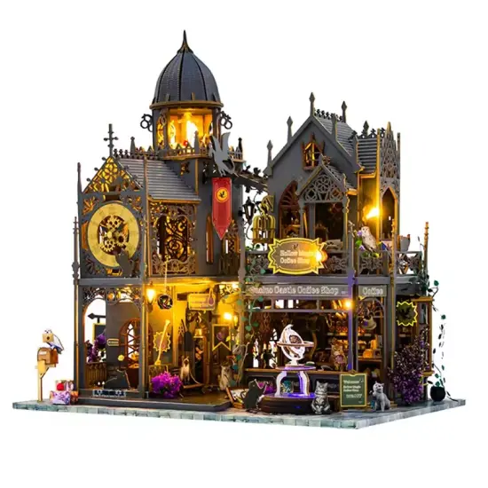 Magic Castle Dollhouse Kit - Miniature Wizardi Roombox Kit {1}
