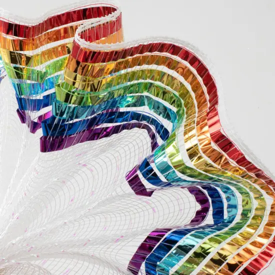 10" Metallic Foil Border Mesh Ribbon: Rainbow (10 Yards) {2}