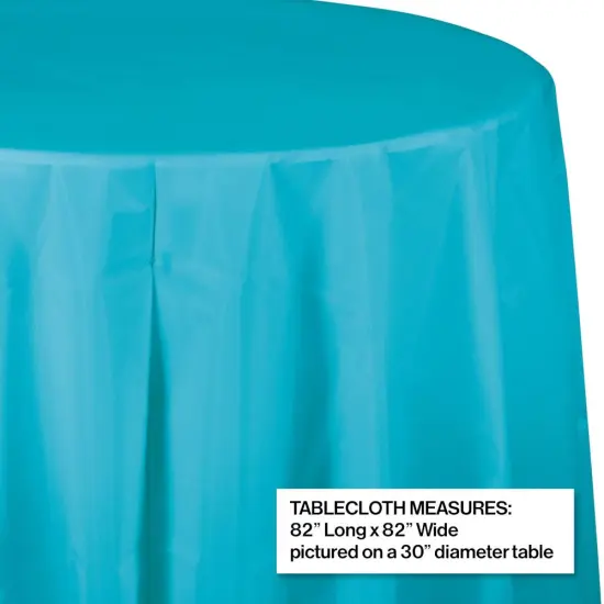 12 pc Bulk Bermuda Blue Round 82 inch Plastic Table Covers {3}