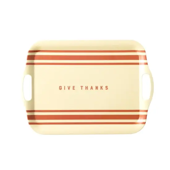 GIVE THANKS STRIPE REUSABLE BAMBOO TRAY {1}