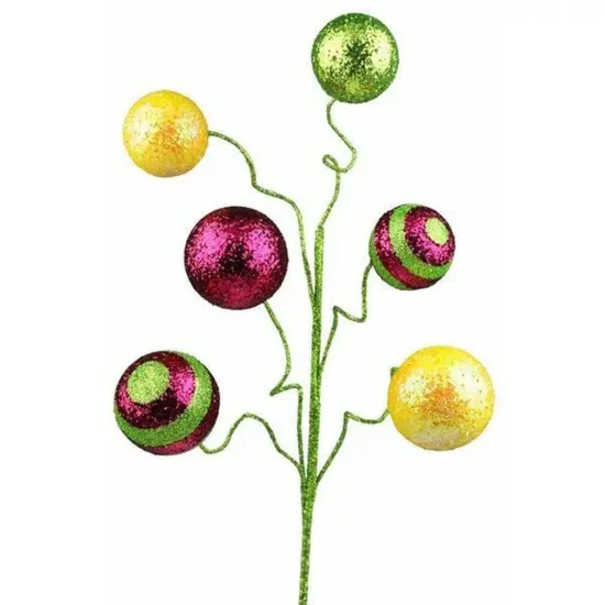 19" Stripe Solid Glitter Ball Spray: Yellow/Fuchsia/Lime Green {1}