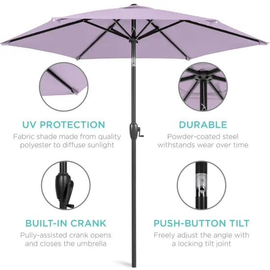 Best Choice Products 7.5ft Heavy-Duty Outdoor Market Patio Umbrella w/ Push Button Tilt, Easy Crank Lavender {5}